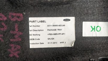 FORD B-MAX 12R 1.0 EB POLIČKA ZADNÍ KUFRU AV11-46668-AE