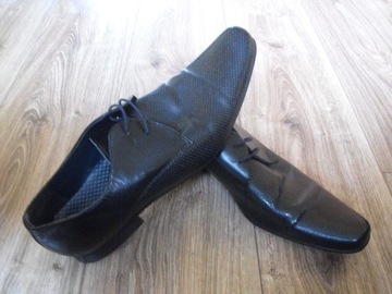 Buty NEXT EUR43 28cm Skóra* czarne pantofle skórzane stan BDB