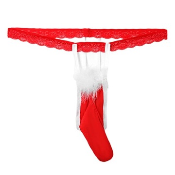 Męskie świąteczne czerwone kapelusze Świętego Mikołaja G String Stringi, bielizna, bikini Boże Narodzenie