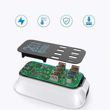 ЗАРЯДНАЯ СТАНЦИЯ С 8 ПОРТАМИ ЖК-дисплея 40 Вт USB 3.0 TYPE-C
