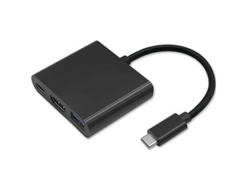 adapter USB-C -> HDMI 4K + USB 3.0 A + USB-C 3.1 PD 100W Qoltec 50430