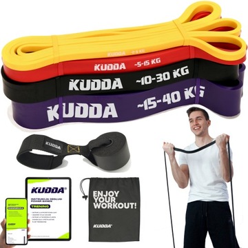 ZESTAW 4 GUMY DO ĆWICZEŃ POWER BAND guma mocna taśma oporowa fitness KUDDA