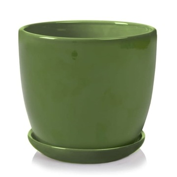 Doniczka ceramiczna z podstawką 20 ciemna zieleń