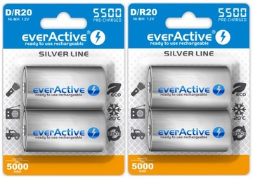 4x AKUMULATORKI NI-MH EVERACTIVE R20 D 5500 mAH