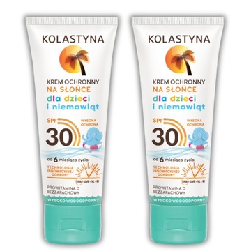 2X PRZECIWSŁONECZNY KREM OCHRONNY DLA DZIECI NIEMOWLĄT KOLASTYNA SPF30 75ML