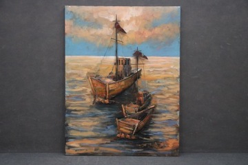 Obraz Metalowy 3D BOATS BIG Łódki Metal LOFT 80 cm