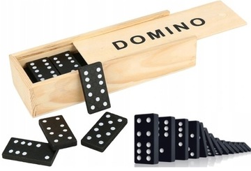 DOMINO GRA RODZINNA DREWNIANE KLOCKI + PUDEŁKO