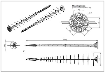 Szerokopasmowa antena logarytmiczno periodyczna LPDA-500-LTE MIMO