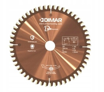 DIMAR Piła HM do Aluminium 160x20x52Z / premium