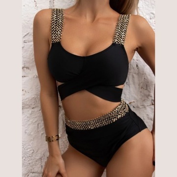 DWUCZĘŚCIOWY STRÓJ KĄPIELOWY BIKINI WYSOKI STAN M