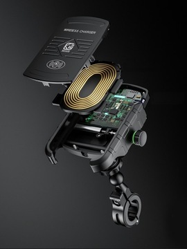 ДЕРЖАТЕЛЬ ДЛЯ ТЕЛЕФОНА НА МОТОЦИКЛЕ QI ЗАРЯДНОЕ УСТРОЙСТВО 12/24 В