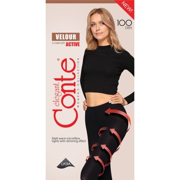КОЛГОТКИ ДЛЯ ПОХУДЕНИЯ 100 ден МИКРОФИБРА Conte VELOR ACTIVE черные 3