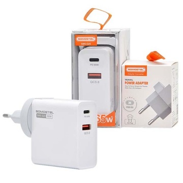 SZYBKA ŁADOWARKA SIECIOWA USB-C 65W PD QC + USB