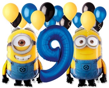 Zestaw Minionki balony na 9 Urodziny