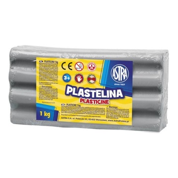Plastelina szkolna modelarska duża 1kg szara ASTRA