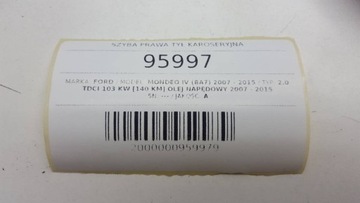 ПРАВОЕ ЗАДНЕЕ ОКНО КУЗОВА FORD MONDEO MK4 HB EU