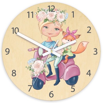 Zegar ścienny do pokoju DZIEWCZYNKA 30CM CICHY