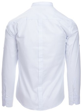 Рубашка мужская с воротником стойкой, белая, обтянутые пуговицы, SLIM - S