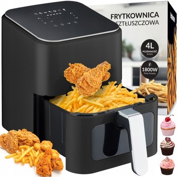 FRYTKOWNICA BEZTŁUSZCZOWA FRYTOWNICA PIEKARNIK AIR FRYER DUŻA 1800W 4L