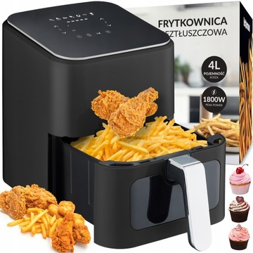 FRYTKOWNICA BEZTŁUSZCZOWA FRYTOWNICA PIEKARNIK AIR FRYER DUŻA 1800W 4L