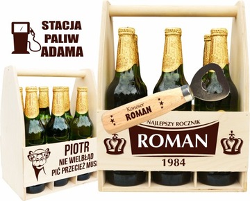NOSIDŁO SKRZYNKA PIWO PREZENT NA URODZINY 18,30,40,50,60 GRATIS! otwieracz