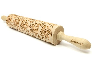 Wałek grawerowany wzór FOLK KOGUTY, duży