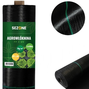 GRUBA AGROTKANINA 1,1x100m AGROWŁÓKNINA MATA ANTYCHWASTOWA MOCNA 70g/m2 UV