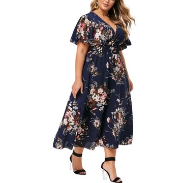 Surdut Zwiewna sukienka w kwiaty PLUS SIZE