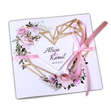 Геометрические свадебные приглашения на свадьбу BOHO HEARTS