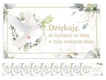 Podziękowania dla gości Chrzest podziękowania Komunia bileciki 20szt