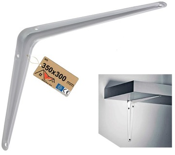 UCHWYT WSPORNIK KĄTOWNIK PODPÓRKA PÓŁKĘ DO PÓŁKI BIAŁY METALOWY 350x300 MM