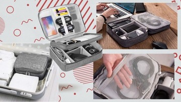 СУМКА-ОРГАНИЗАТОР ДОРОЖНЫЙ ЧЕХОЛ ДЛЯ КАБЕЛЕЙ ЗАРЯДНЫЕ УСТРОЙСТВА АКСЕССУАРЫ 5 БЕСПЛАТНЫХ VELCRO