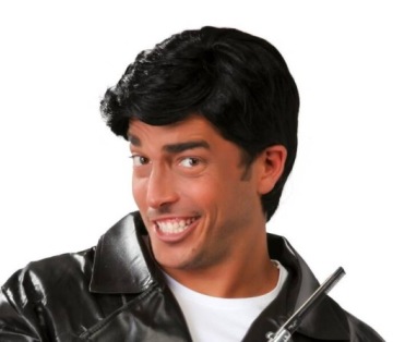 PERUKA MĘSKA CZARNA KRÓTKIE WŁOSY LATA 60