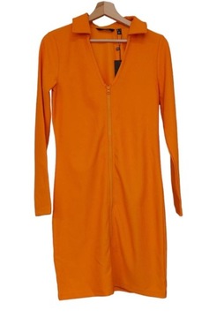 Vero Moda pomarańczowa sukienka mini prążkowana M
