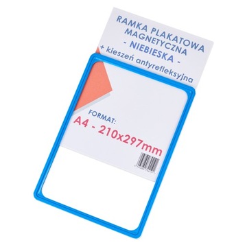 А4 МАГНИТНАЯ СИНЯЯ РАМКА ДЛЯ ПОСТЕРА + КАРМАН