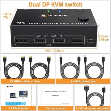 Переключатель KVM202DPA — KVM-переключатель USB2.0 DP 3DP+3DP (черный) L730
