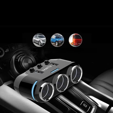 Разветвитель прикуривателя 12 В 24 В QC 2x USB Автомобильное зарядное устройство