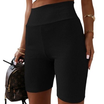 Prążkowane Kolarki Legginsy z Wysokim Stanem Fit Getry Sportowe 3XL/4XL