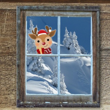РОЖДЕСТВЕНСКАЯ наклейка ОЛЕНЬ РУДОЛЬФ Очень красивая наклейка