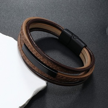 КОЖАНЫЙ БРАСЛЕТ МУЖСКОЙ, НЕРЖАВЕЮЩАЯ СТАЛЬ