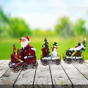 3 шт., Рождественский поезд, статуи Санта-Клауса, реквизит для вечеринки, Рождественский декор для рабочего стола