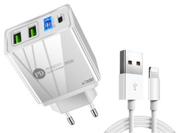 Szybka Ładowarka QC 3.0 do Telefonu iPhone +Kabel