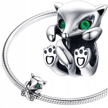 CHARMS srebro 925 LISEK zawieszka koralik kolorowe cyrkonie beads lis