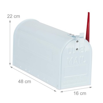 Relaxdays Us Mailbox, vintage, flaga czerwona,