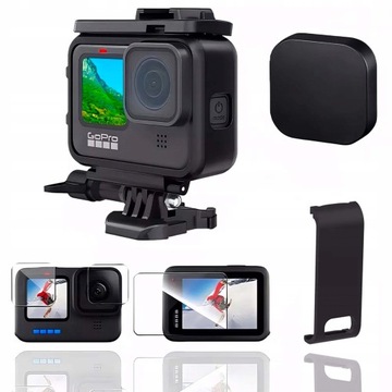 Akcesoria do GoPro 12 11 10 9 Zestaw - Szkło Hartowane Obudowa Drzwiczki