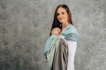 Слинг с кольцами LennyLamb — Little Herringbone Baby Mint