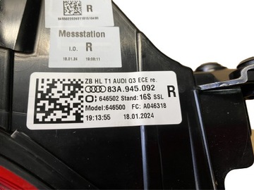 AUDI Q3 83A SVĚTLO PRAVÁ ZADNÍ LED DYNAMICKÁ 83A945092
