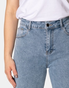 Jasne Spodnie Damskie Mom Jeans Dżinsy Zwężane Wysoki Stan Strecz 6700 W44