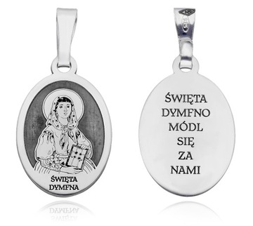 Srebrny medalik Ag 925 rodowany Św. Dymfna MDC094R