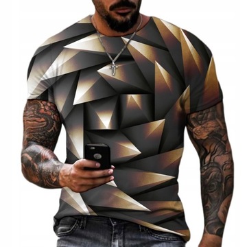 MĘSKI T-SHIRT KOSZULKA 3D HEXAGON FULLPRINT